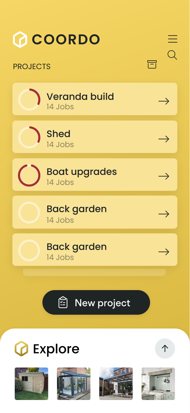 Coordo App home screen
